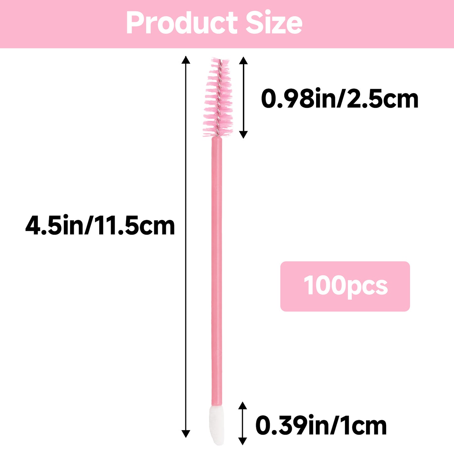G2PLUS 100pcs Eyelash Brush Lip Brush, Pink Dual Ended Mascara Wands, Disposable Makeup Brushes for Eyelash Extension, Eyebrow, Lip Gloss, Salon and Travel Use