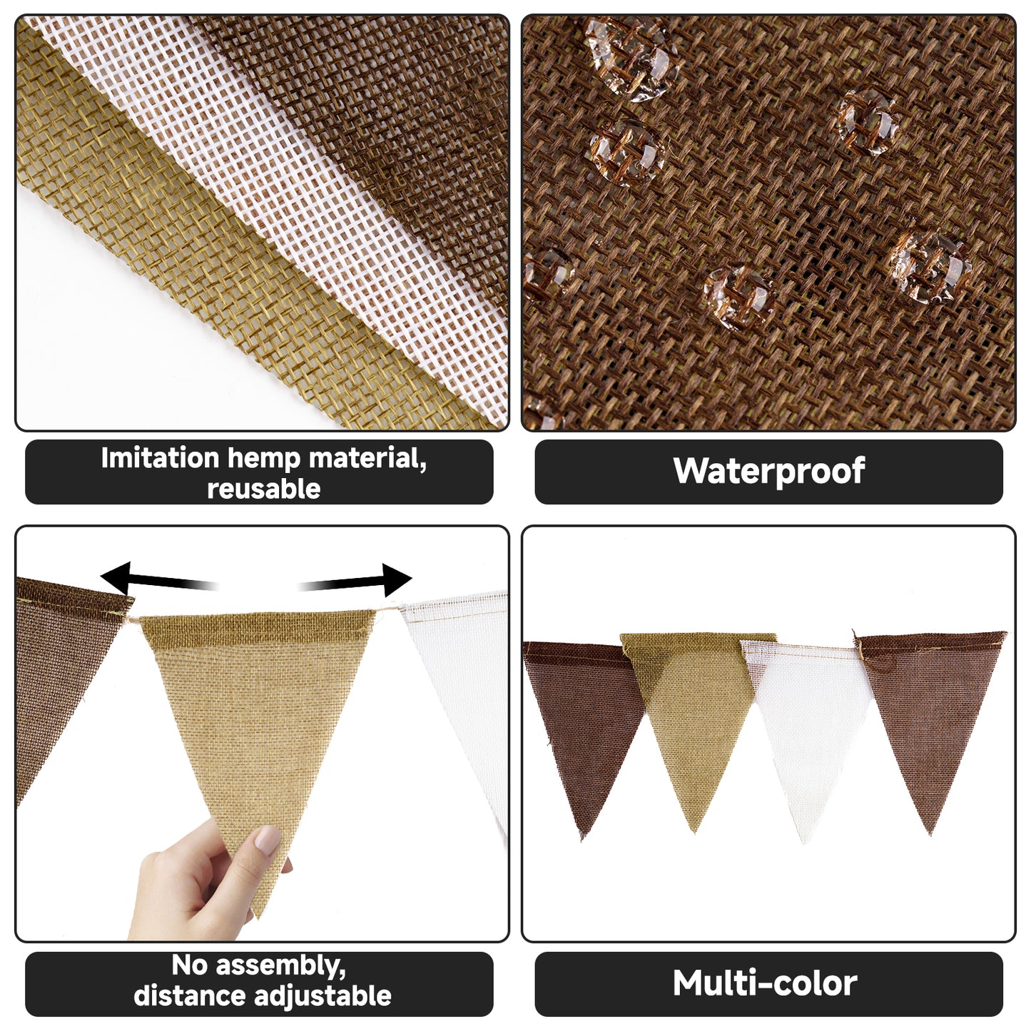 G2PLUS Pre-Strung Burlap Pennant Banners, 30Ft Gradient Brown Fabric Triangle Flag Bunting, 36Pcs Pennant Banner Flags Garland for Wedding, Birthday, Baby Shower, Rustic Farmhouse and Holiday