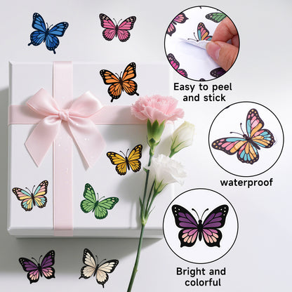 G2PLUS 600 Pcs Butterfly Stickers - 1.5" Self-Adhesive Butterflies Labels Stickers for Kids and Adults, Waterproof Decorative Label Sticker for Envelope Seals, DIY Crafts, Scrapbooking, Journaling