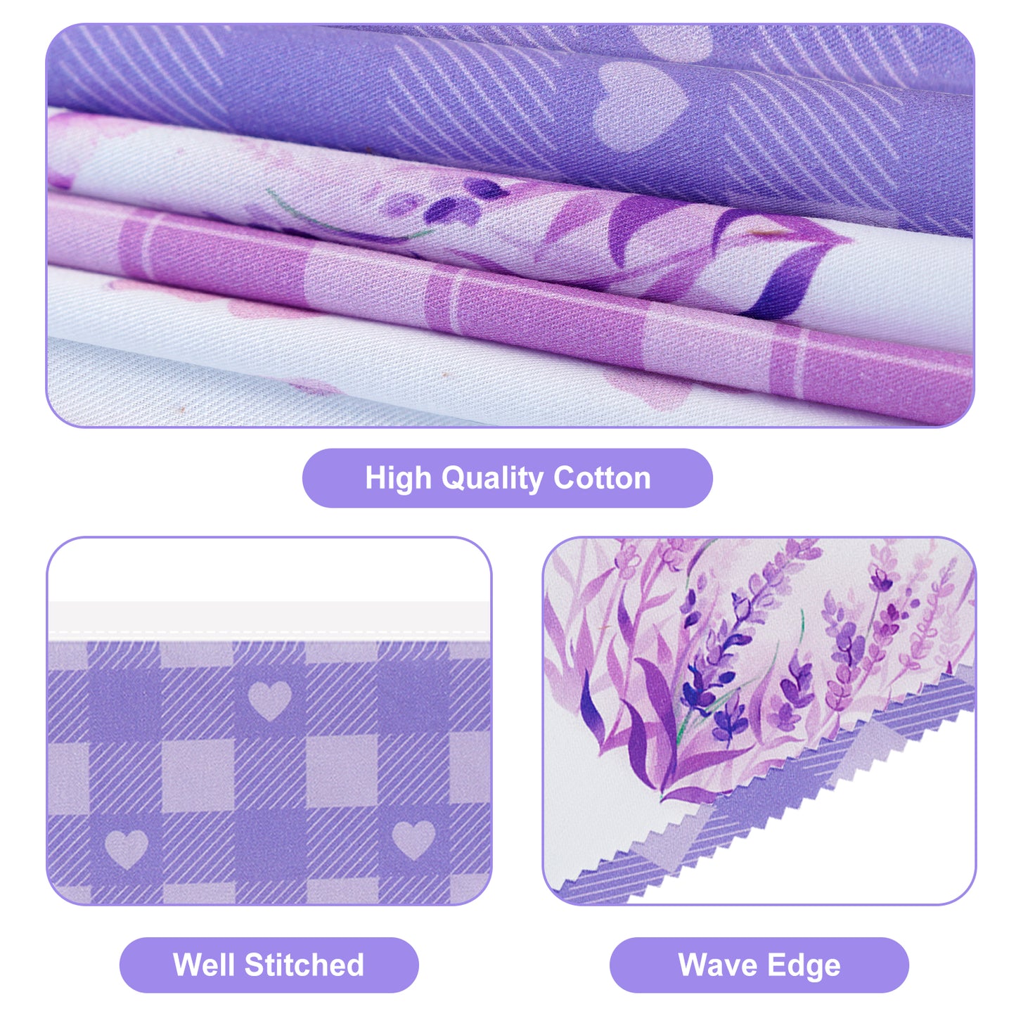 G2PLUS Purple Triangle Bunting Banner, 39FT Extra Long Reusable Cotton Triangle Flags, Pre-Sewn Gingham Garland Pennant Banner for Garden Party, Bridal Shower & Outdoor Decor