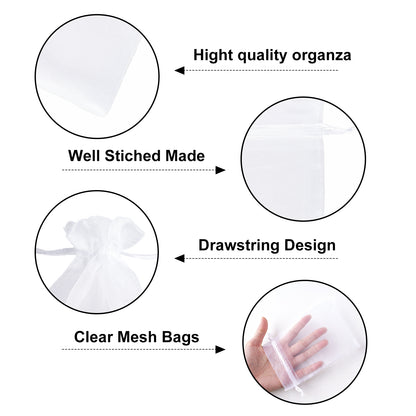 G2PLUS 30PCS White Oragnza Bags 4x6 In - Drawstring Organza Bags, Sheer Mesh Jewelry Pouches, Candy Gift Wrap Pouches for Christmas, Baby Shower, Wedding Party Favors