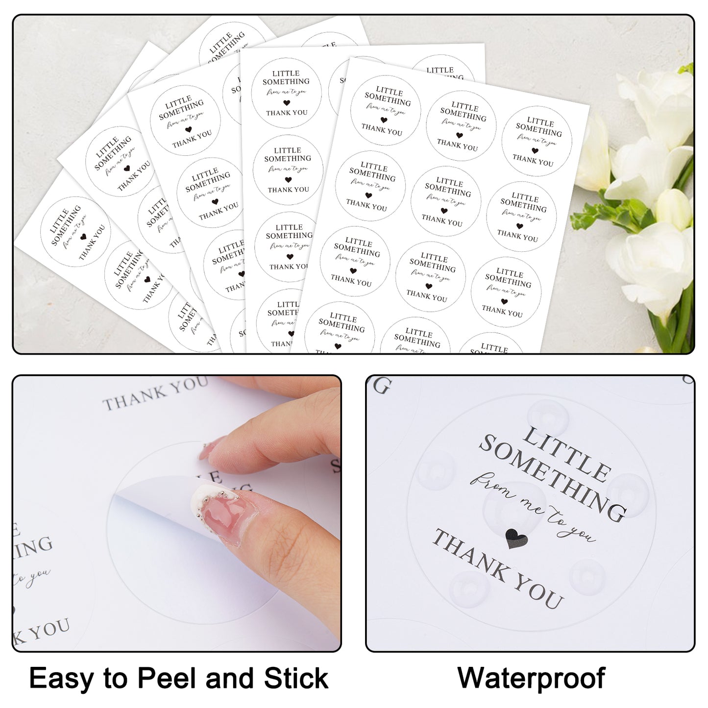 G2PLUS Thank You Gift Stickers, 60PCS Little Something from Me to You Thank You Stickers, 2in Round Thank You Envelope Seal Stickers, Elegant Gratitude Label Sticker for Gift Wrapping, Party Favors