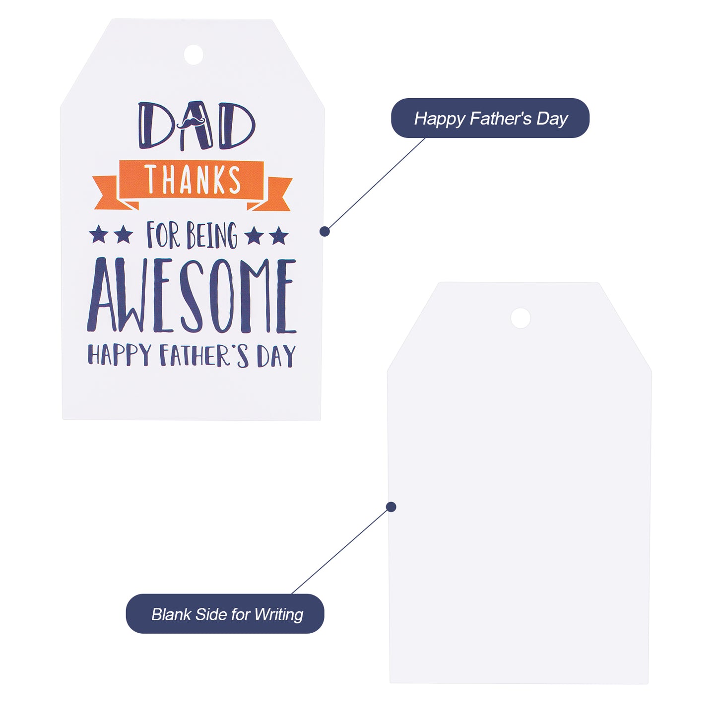 G2PLUS Happy Father's Day Tags, 100PCS Father's Day Paper Gift Tags, Best Fathers Tags, Father's Day Gift Tags with String for Gift Wrapping, Gift Bags, DIY Crafts (3.3''x2.2'')