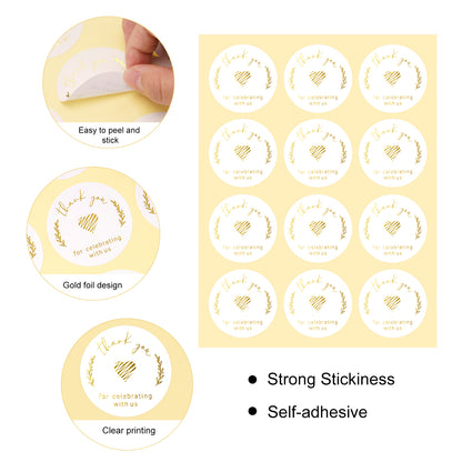 G2PLUS Thank You Stickers, 120PCS Gold Foil Thank You Stickers, 2 Inch Round Thank You Stickers Labels, Thank You for Celebrating with Us Stickers for Birthday, Wedding, Graduation Party Favors