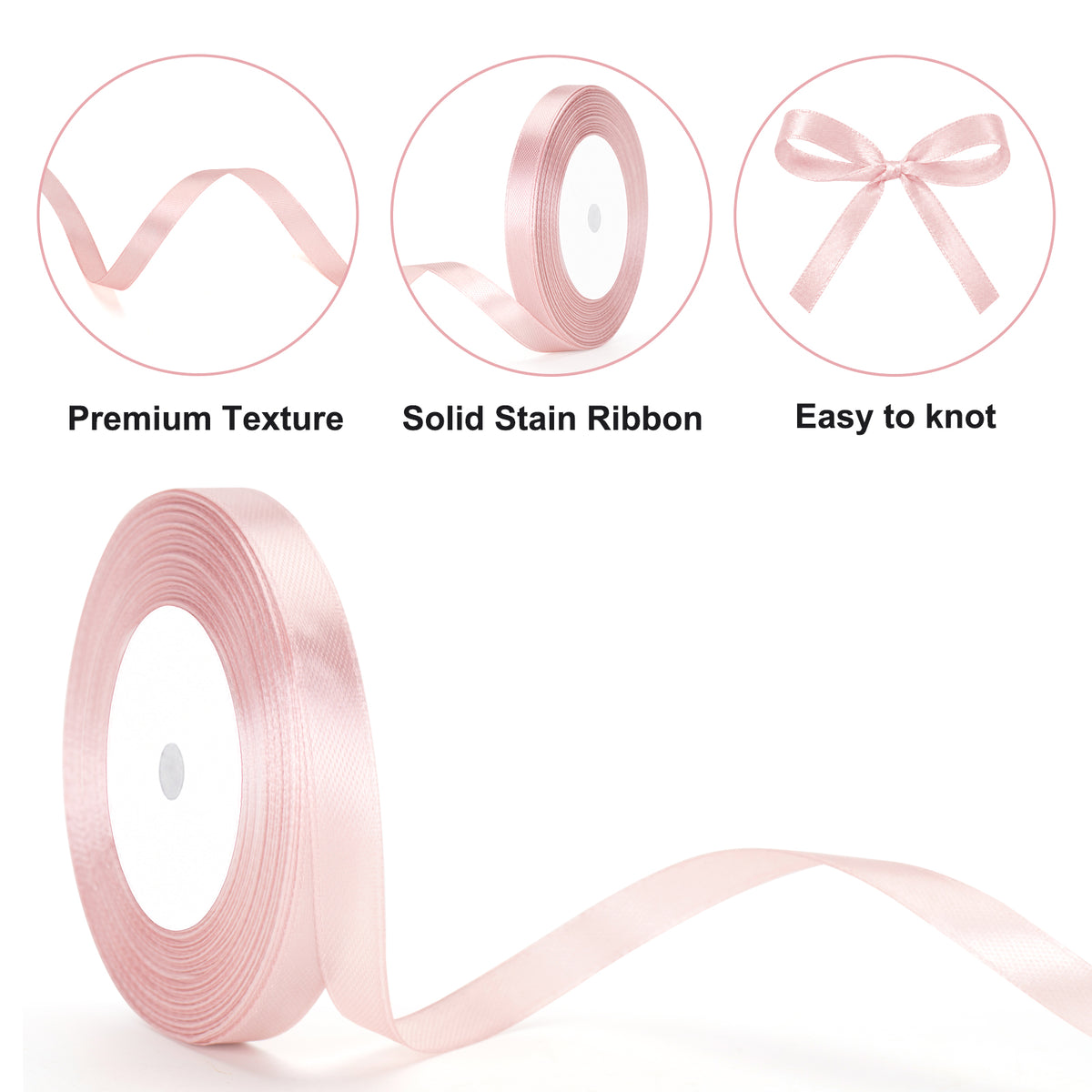 G2PLUS Baby Pink Satin Ribbons 10mm: 44m Gift Wrapping Ribbon for Crafting, Christmas, Wedding Party Decoration