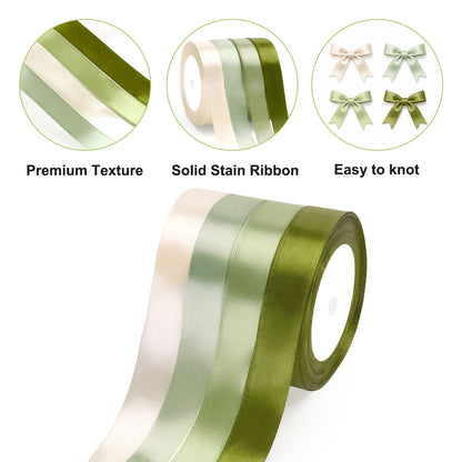 G2PLUS Sage Green Satin Ribbon for Gift Wrapping, 4 Rolls, 20mm x 22m 88m Total Gift Wrapping Ribbon, Ribbon for Weddings, Baby Showers, DIY Crafts, Bows, Bouquet Wrapping