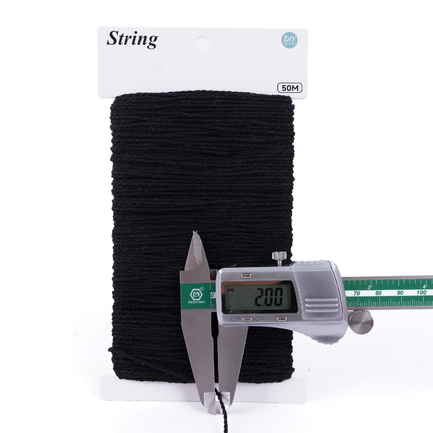 G2PLUS Black Cotton Twine - 2mm 164Ft Crafts String Cotton Rope for Butchers, Gift Wrapping, DIY Crafts, Decorations & Small Business Packaging