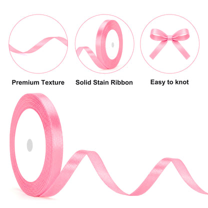 G2PLUS Pink Satin Ribbons 10mm: 44m Gift Wrapping Ribbon for Crafting, Christmas, Wedding Party Decoration