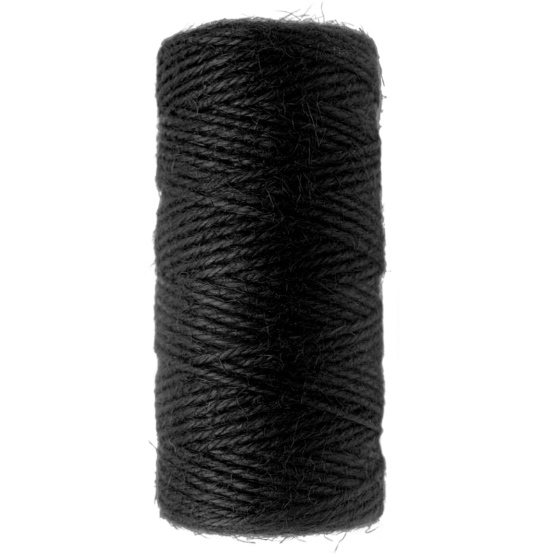 G2PLUS Black Jute String Twine 2MM, 100M Natural Garden Jute Rope, 2 Ply Art and Crafts Linen String Black for DIY Craft; Gardening Use