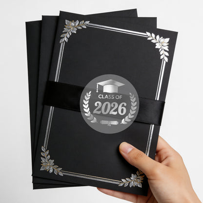 G2PLUS Graduation Stickers - 120Pcs Class of 2026 Stickers 1.6in Silver Foil Graduation Cap Stickers Transparent Envelope Seal Sticker for Congrats Grad Invitation and Grad Party Favors