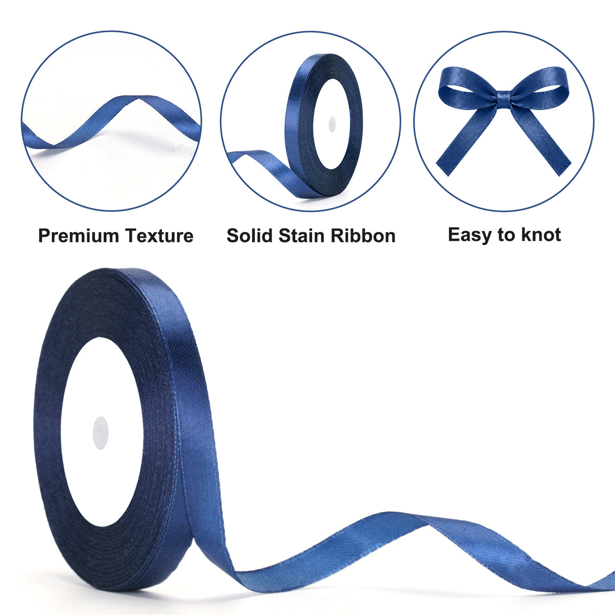 G2PLUS Navy Blue Satin Ribbons 10mm: 44m Gift Wrapping Ribbon for Crafting, Christmas, Wedding Party Decoration