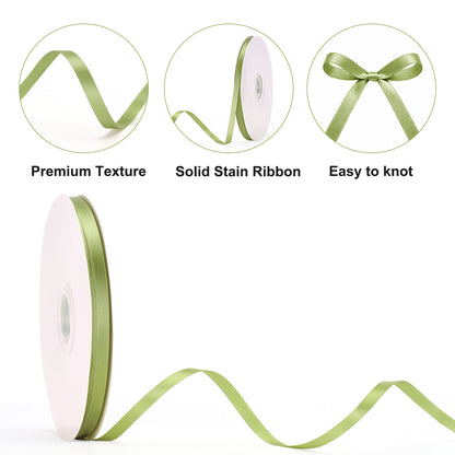 G2PLUS Satin Ribbons Sage Green: 6mm x 100Yards Thin Gift Wrapping Ribbon for Wrapping Presents, Making Cards, Craft Projects,Christmas Decorations
