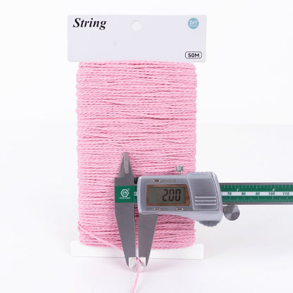 G2PLUS Pink Cotton String - 2mm 164Ft Crafts String Cotton Twine for Gift Wrapping, DIY Crafts, Decorations & Small Business Packaging
