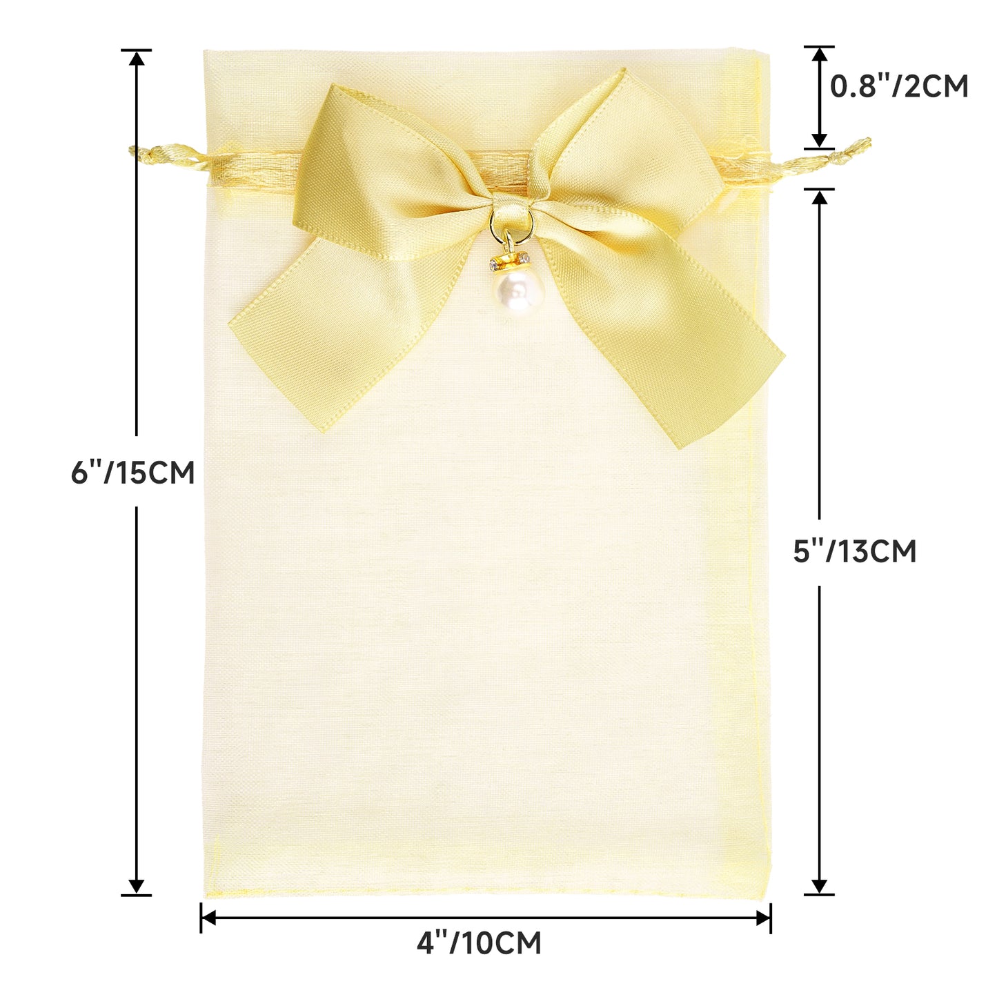 G2PLUS 30Pcs Organza Bags with Bow-4x6 In Gold Wedding Favor Bags, Sheer Mesh Jewelry Pouches with Drawstring for Bridal Shower, Baby Shower, Valentine's Day Party Favors