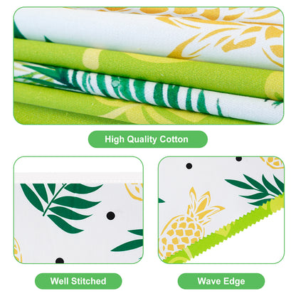 G2PLUS Tropical Fabric Bunting Banner, 39FT Extra Long Reusable Cotton Triangle Flags with Green Leaves & Pineapple, Pre-Sewn Garland Pennant Banner for Summer Luau, Hawaiian & Outdoor Party Decor
