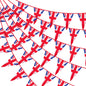 G2PLUS 6M Fabric Union Jack Bunting Banner - 12PCS Double Sided Kings Coronation Bunting Cotton - 17x25CM Large Kings Coronation Decorations for King Charles Coronation Decoration