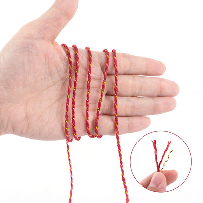 G2PLUS Red and Gold String - 2mm 328ft Cotton Twine String Metallic Bakers Twine for Gift Wrapping, DIY Crafts, Christmas Holiday Party Decorations