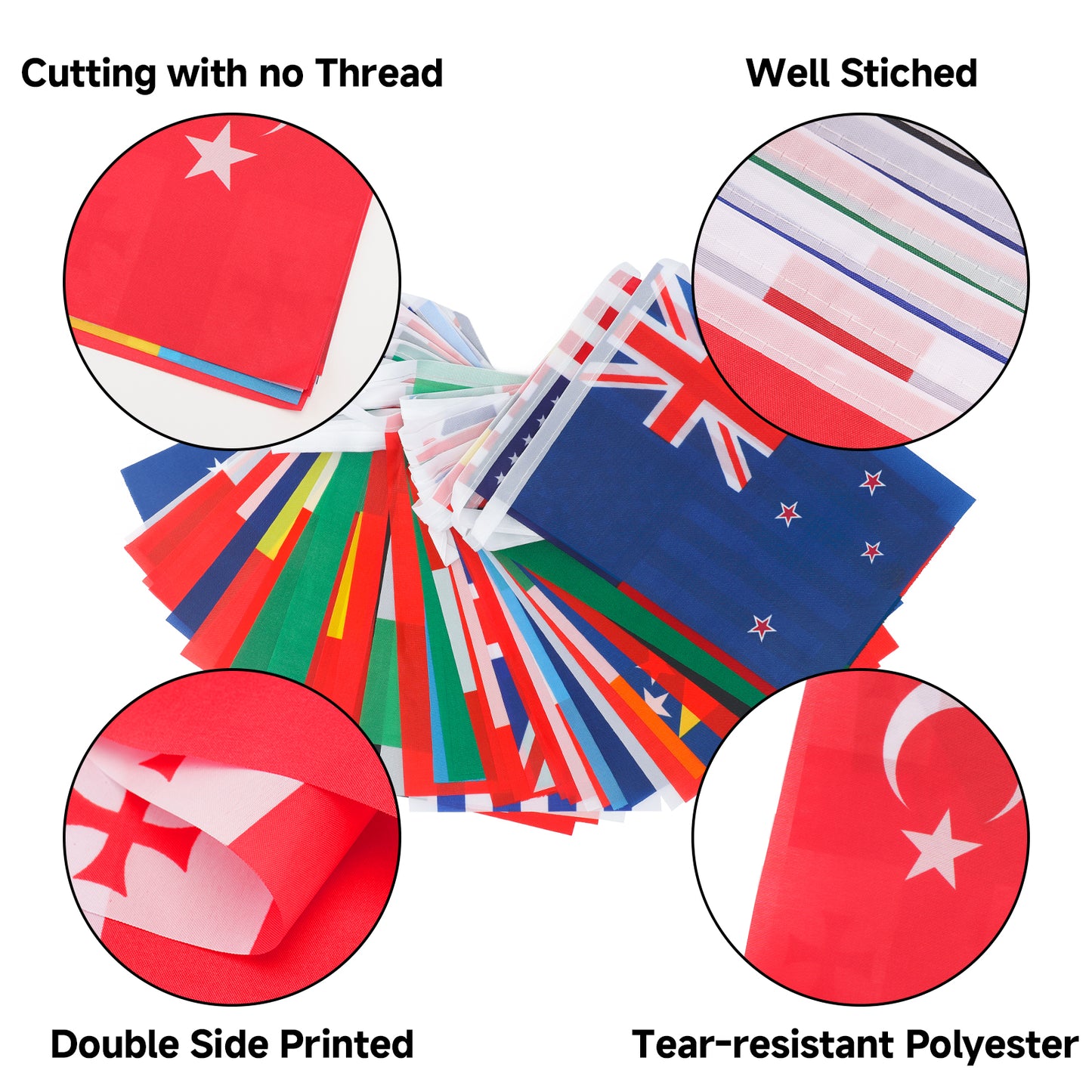 G2PLUS World Cup Football Bunting 2026, 48 Teams Flags of the World, 15m Double Sides Football Party Decor Banner for Bar Club Garden Street Decoration, 1 Pack