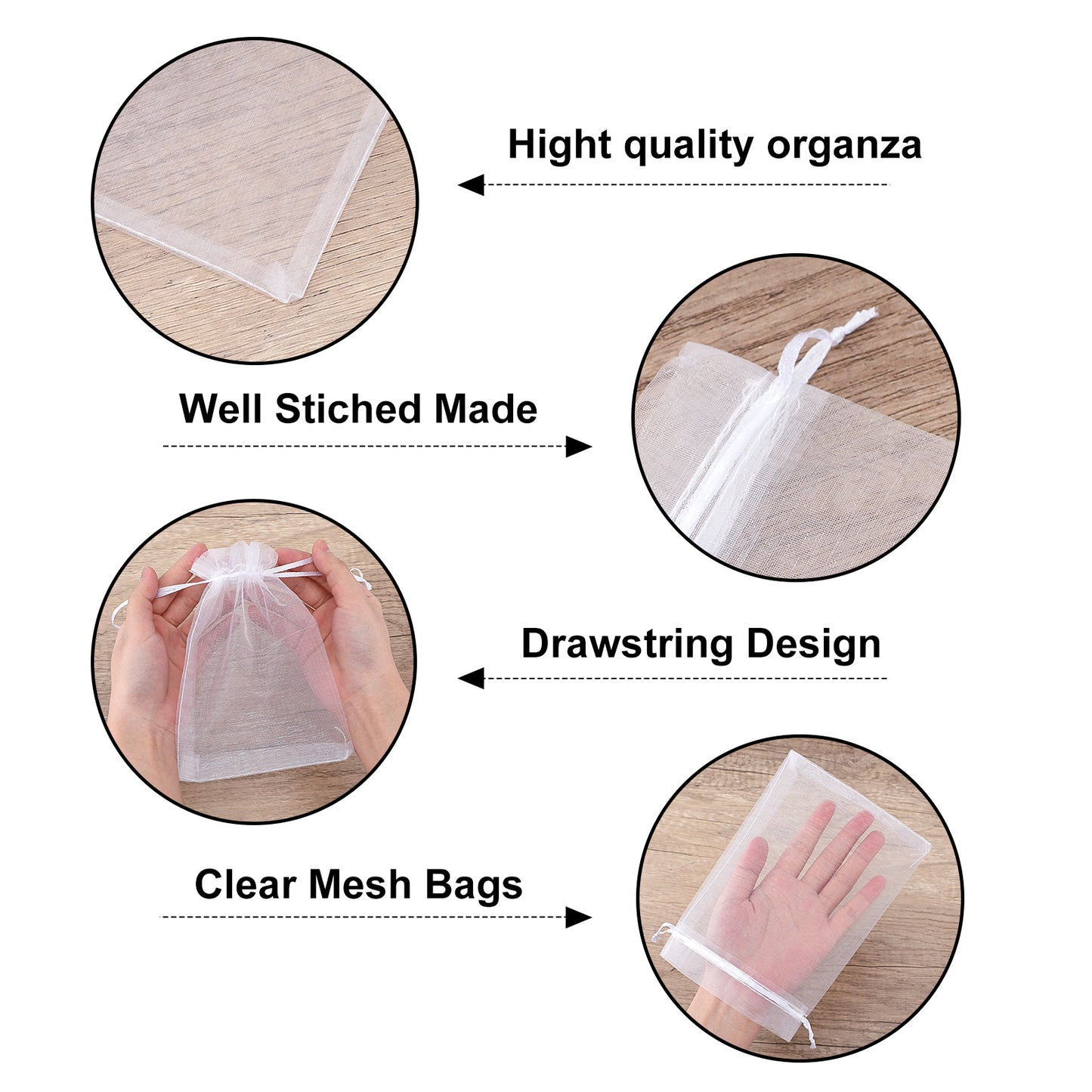 G2PLUS 25PCS White Organza Bags 5x7 inches, Sheer Mesh Jewelry Pouches, Organza Gift Bags with Drawstring for Candy, Jewelry, Wedding Party Favors