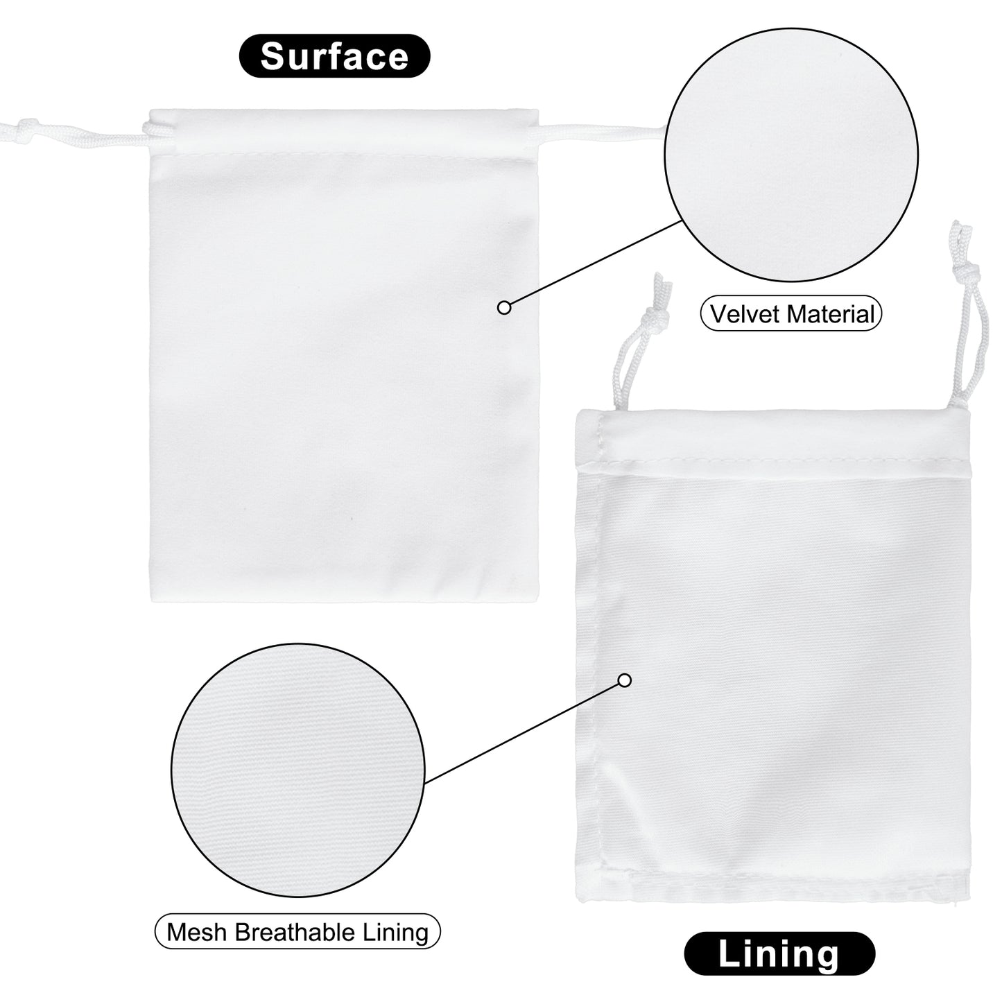 G2PLUS 20PCS White Velvet Drawstring Bags - 4.7x6 In Small Velvet Jewelry Pouches, Christmas Gift Bags for Candy, Birthday, Wedding Party Favors