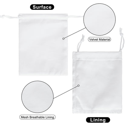 G2PLUS 20PCS White Velvet Drawstring Bags - 4.7x6 In Small Velvet Jewelry Pouches, Christmas Gift Bags for Candy, Birthday, Wedding Party Favors