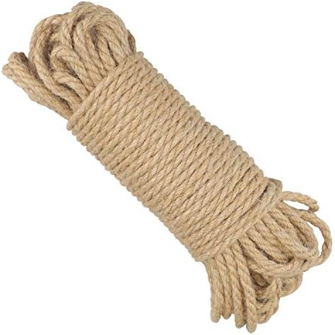 G2PLUS 5MM Thick Jute Rope, 3-Ply Brown Natural Cord Rope, 50M Thick Jute Rope, Strong Hemp Garden Rope, for DIY Crafts Arts and Gardening Applications