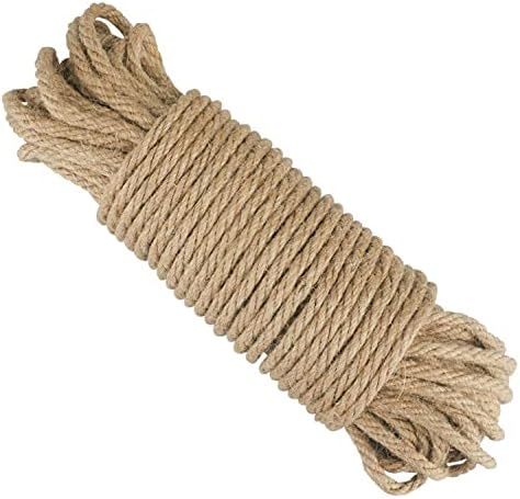 G2PLUS 6MM Thick Jute Rope, 20M Strong Hemp Garden Rope, 4-Ply Jute Twine String for DIY Crafts Arts and Gardening Applications