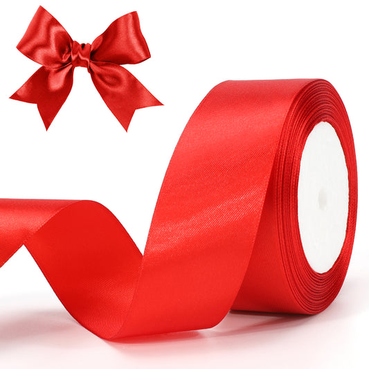 G2PLUS Red Stain Ribbons, 40mm Gift Wrap Ribbon, 22M Ribbons for Gift Wrapping, Christmas Day Decorative Ribbon, Wide Fabric Ribbon, Gift Wrapping Ribbon for Crafting, Wedding Party Decoration