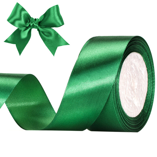 G2PLUS Dark Green Stain Ribbons, 40mm Sage Green Ribbons for Gift Wrapping, 22M Gift Wrap Ribbon, Decorative Gift Wrapping Ribbon for St Patrick's Day, Crafting, Wedding Party Decoration