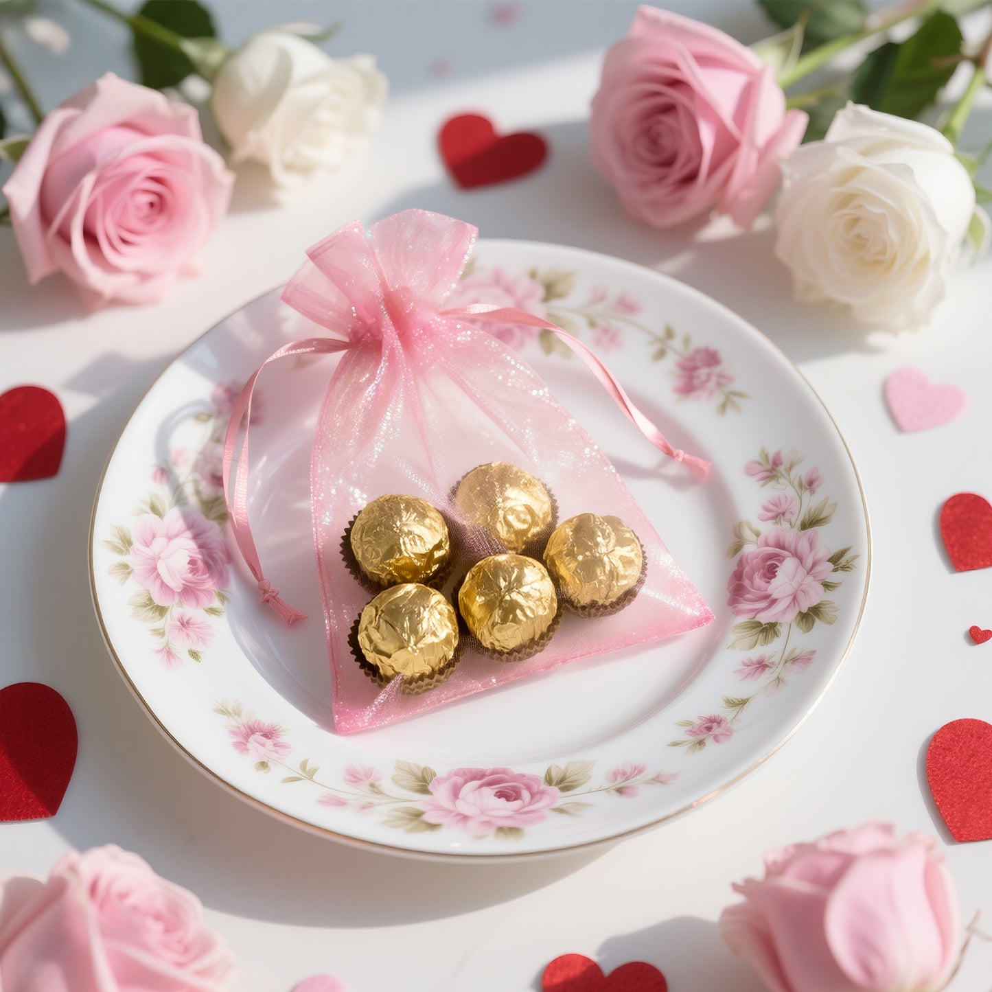 G2PLUS 30PCS Blush Pink Oragnza Bags 4x6 In - Drawstring Organza Bags, Sheer Mesh Jewelry Pouches, Candy Gift Wrap Pouches for Christmas, Birthday, Wedding Party Favors