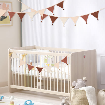 G2PLUS Cotton Fabric Bunting Banner, 9Ft Khaki Triangle Pennant Banner Flag, 12pcs Double-Sided Bunting Garland with Tassels for Birthday Party, Wedding, Holiday, Classroom Hanging Decor