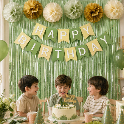 G2PLUS Green Birthday Decorations Set, Birthday Party Backdrop Decorations