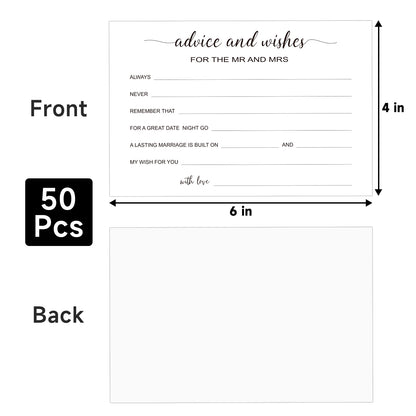 G2PLUS Advice and Wishes Cards - 50 Pcs Wedding Advice Cards for the Mr and Mrs, Bride and Groom, Newlyweds, 4x6 White Paper Mad Libs Card for Wedding, Engagement, Bridal Shower Party Games