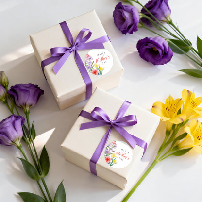 G2PLUS Mother's Day Stickers - 60Pcs Happy Mother's Day Gift Stickers 2 inches Round Mother's Day Labels Stickers with Floral for Mom's Gifts, Cards, Party Favors