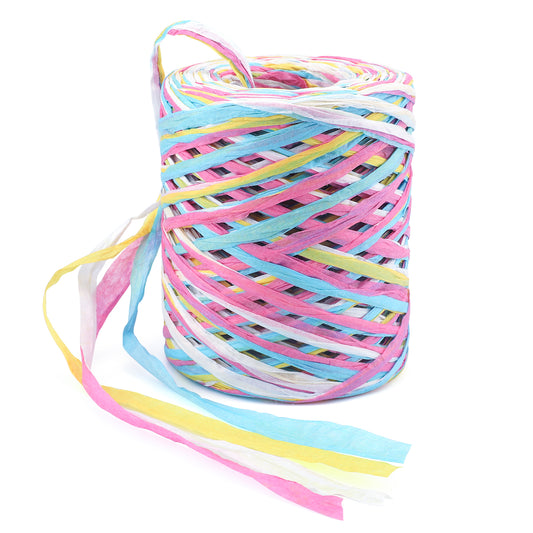 G2PLUS 120M Colored Raffia Paper Ribbon, 4ply Raffia Paper Packaging Ribbons for Crafting String Twine for Gift Box Wrapping