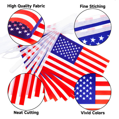 G2PLUS American Flags Banner, 36 Feet USA String Pennant Flag, 4th of July Pennant Banner Bunting for Patriotic Events, Classroom, Bars, Sports, Independence Day Indoor Outdoor Decoration (2 Packs)