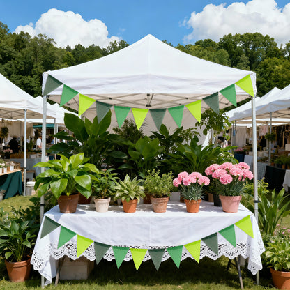 G2PLUS Pre-Strung Burlap Pennant Banners, 39Ft Green Fabric Triangle Flag Bunting, 36Pcs Pennant Banner Flags Garland for Christmas, Birthday, Wedding, Baby Shower, Party Decorations