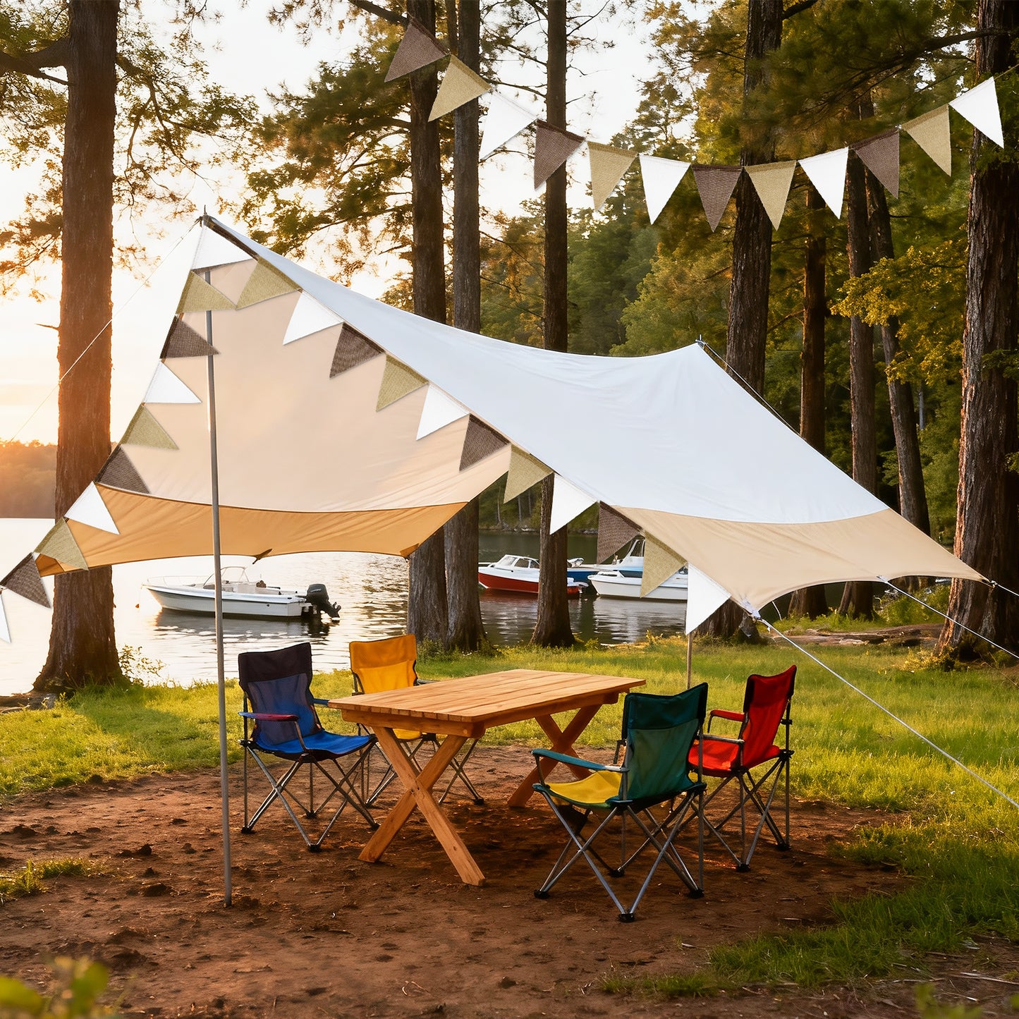 G2PLUS Pre-Strung Burlap Pennant Banners, 30Ft Gradient Brown Fabric Triangle Flag Bunting, 36Pcs Pennant Banner Flags Garland for Wedding, Birthday, Baby Shower, Rustic Farmhouse and Holiday