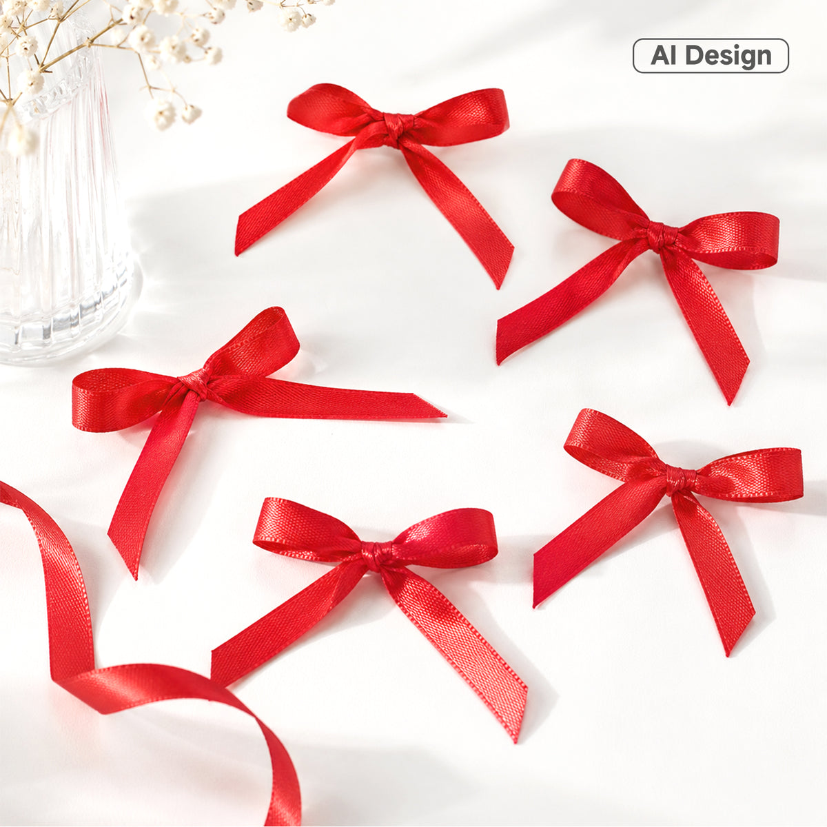 G2PLUS 10mm Red Satin Ribbons: 44m Gift Wrapping Ribbon for Crafting, Christmas, Wedding Party Decoration