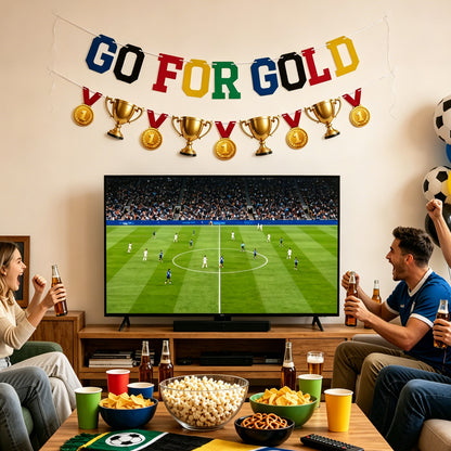 G2PLUS Go for Gold Banner with Medal and Trophy Garland