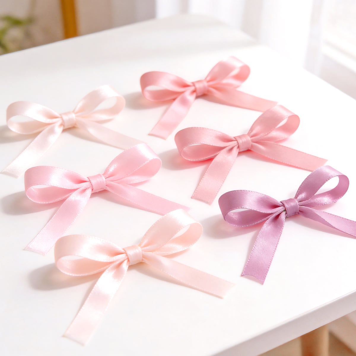 G2PLUS Dusty Pink Satin Ribbon for Gift Wrapping, 4 Rolls, 10mm x 22m 88m Total Gift Wrapping Ribbon, Ribbon for Weddings, Baby Showers, DIY Crafts, Bows, Bouquet Wrapping