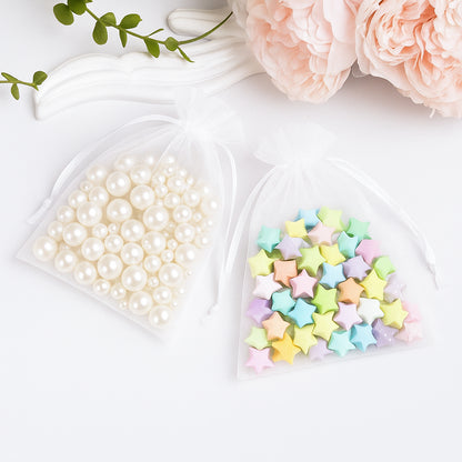 G2PLUS 25PCS White Organza Bags 5x7 inches, Sheer Mesh Jewelry Pouches, Organza Gift Bags with Drawstring for Candy, Jewelry, Wedding Party Favors