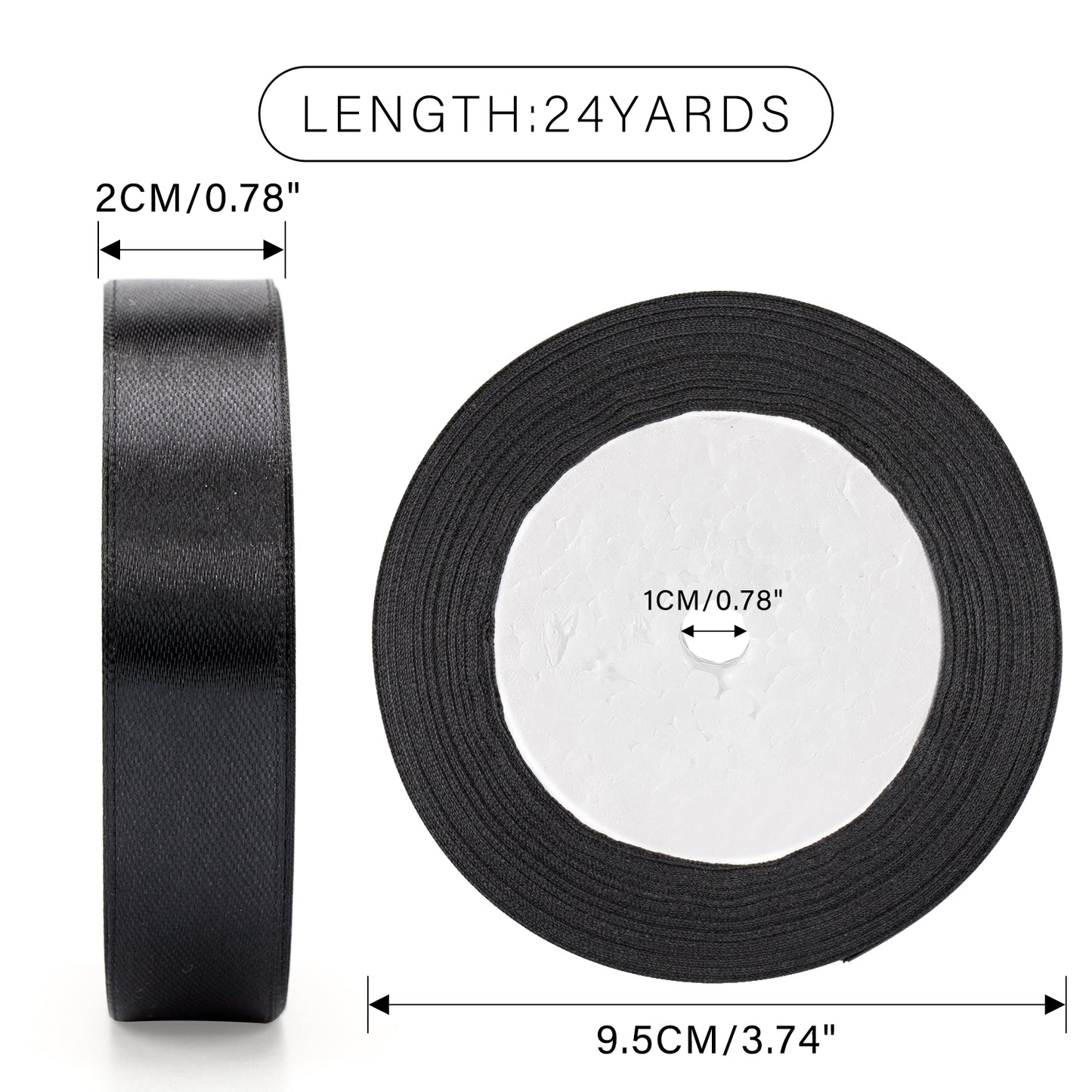G2PLUS Black Satin Ribbons 20mm: 22M Thick Fabric Gift Wrap Ribbons for Crafting, Halloween Party Decoration
