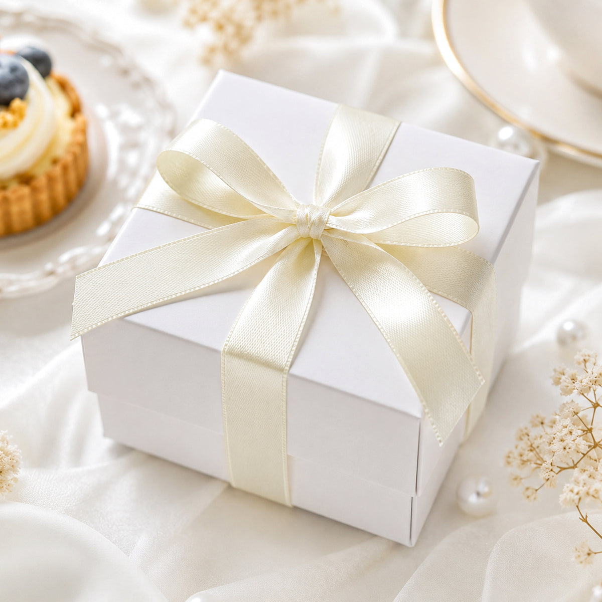 G2PLUS 20mm Ivory Satin Ribbons, 2 Roll x 22m Gift Wrapping Ribbon for Christmas Wrap, Crafting, Bows Making, Cake Decorating, Birthday and Wedding Party Decoration