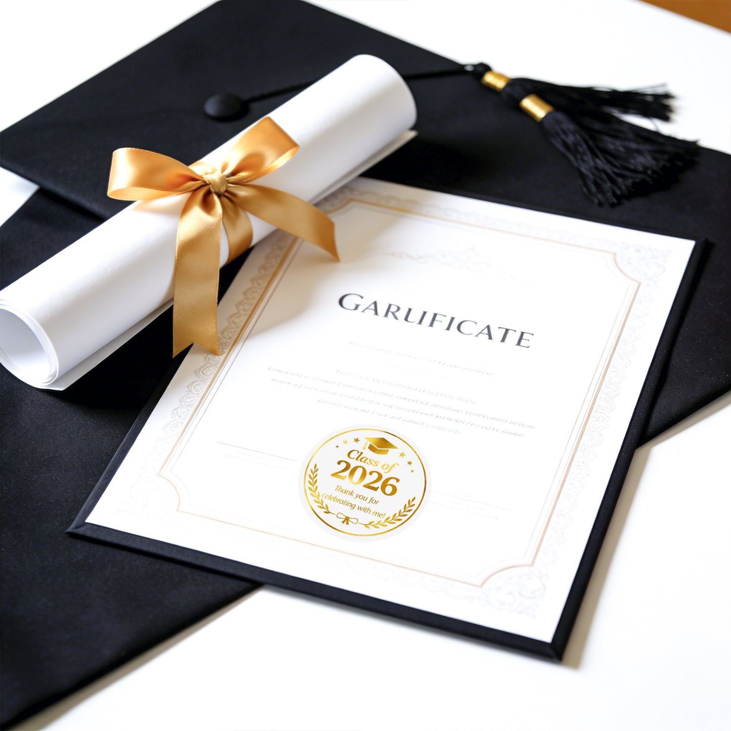 G2PLUS Graduation Thank You Stickers - 120Pcs Class of 2026 Stickers 1.6in Gold Foil Graduation Gift Labels Transparent Envelope Seal Sticker for Congrats Grad Invitation and Grad Party Favors