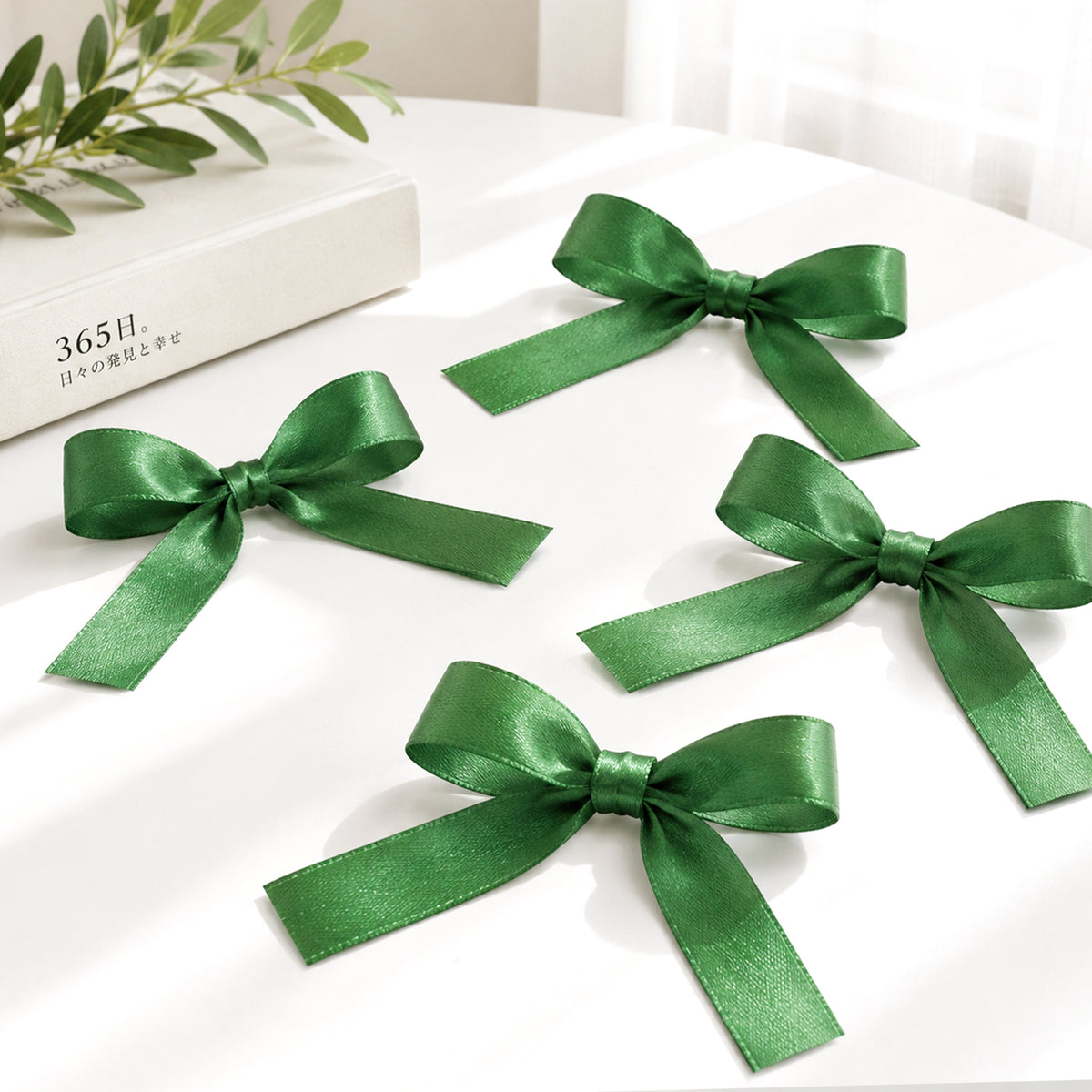 G2PLUS 20mm Dark Green Satin Ribbons, 2 Roll x 22m Gift Wrapping Ribbon for Christmas Wrap, Crafting, Bows Making, Cake Decorating, Birthday and Wedding Party Decoration