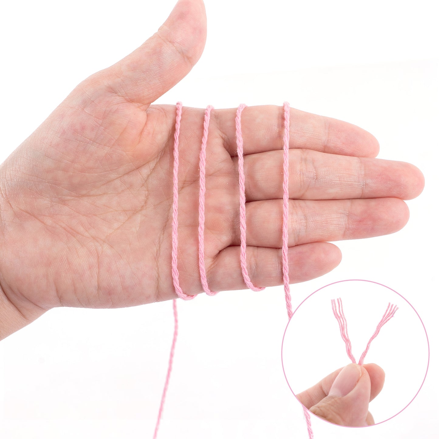 G2PLUS Pink Cotton String - 2mm 164Ft Crafts String Cotton Twine for Gift Wrapping, DIY Crafts, Decorations & Small Business Packaging