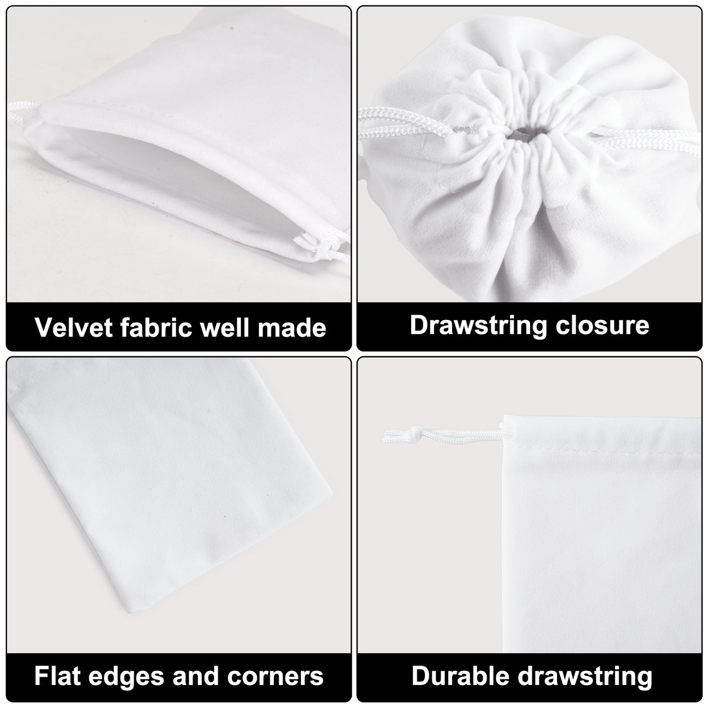 G2PLUS 20PCS White Velvet Drawstring Bags - 4.7x6 In Small Velvet Jewelry Pouches, Christmas Gift Bags for Candy, Birthday, Wedding Party Favors