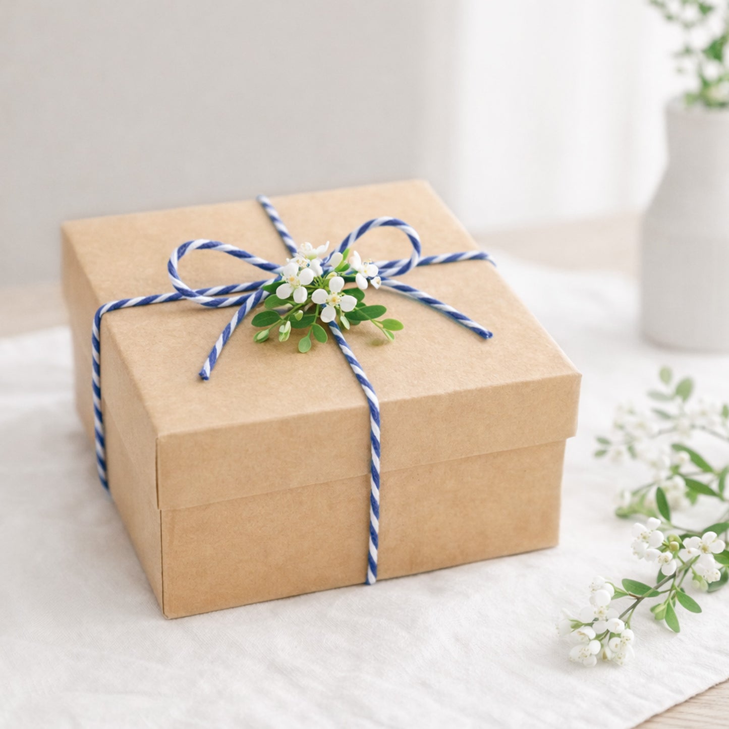 G2PLUS White Blue String - 2mm 328ft White Blue Cotton Twine String for Gift Wrapping, Baking, DIY Crafts, Christmas Holiday Decorations