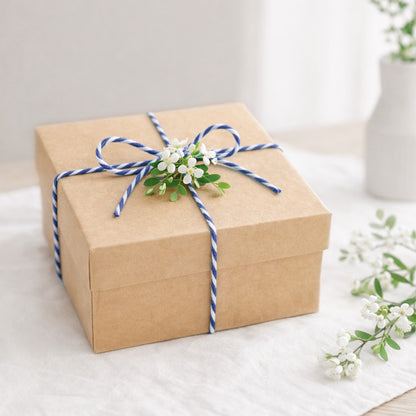 G2PLUS White Blue String - 2mm 328ft White Blue Cotton Twine String for Gift Wrapping, Baking, DIY Crafts, Christmas Holiday Decorations